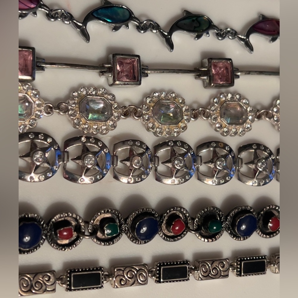 Silver Toned Multibrand Multi-Colored Gemstone Br… - image 1